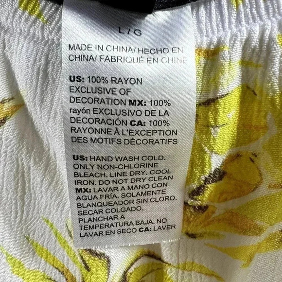 White House Black Market Pineapple print romper L Off Shoulder tie belt tassels - Picture 14 of 15